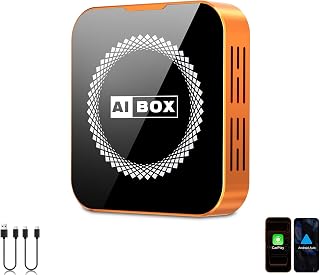 CarPlay AI Box, 2 in 1 Wireless CarPlay & Android Auto Adapter, Car Streaming Media Box with Independent Android System & Gradient Ambient Light for Factory Wired CarPlay Vehicles