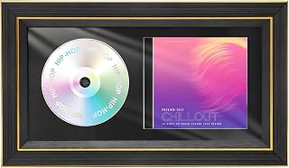 CD Display Frame with Acrylic Glass, Wooden Case Signed Music Disc&Cases for Tabletop&Wall mount, Home Decor, Black