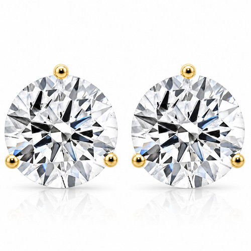 Certified 8 Ct tw 14k Yellow Gold Lab Grown Round-Cut Diamond Martini Studs