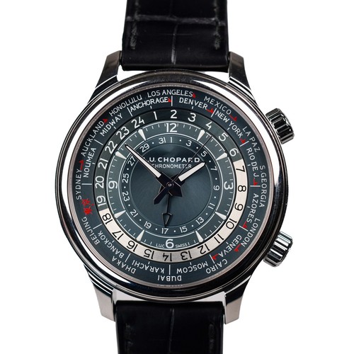 Chopard L.U.C. Time Traveler Platinum 7 Piece Limited 161942-9003 42mm Blue Dial