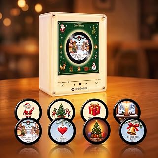Christmas Vinyl Player Fridge Record NFC Magnetic Music with 360° LED Light