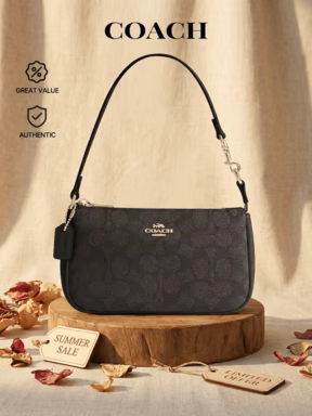 Coach Nolita Signature Canvas Women's Shoulder Bag Black Walnut Convertible Zip Top Adjustable Strap CW426 Fall Fashion Date Night Travel $132.48 63% OFF