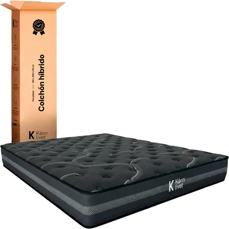 Colchon 2 Plazas 140cm × 200cm × 25cm Espuma Alta Densidad Firme Resorte Caja Color Negro Kl-eterna Känn Livet