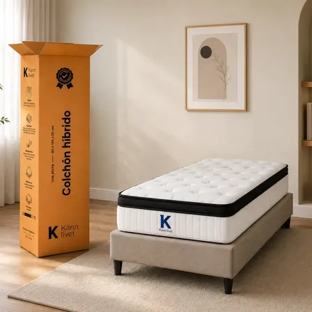 Colchón En Caja Hybrid 1 Plaza 80x190x25 Resortes Pocket Espuma Pillow Color Blanco KL-Aureo Känn Livet