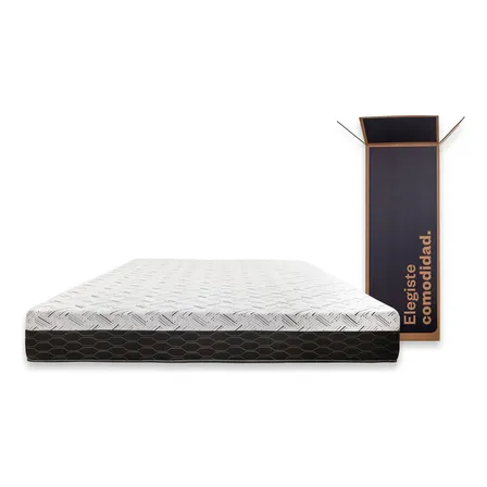 Colchón En Caja Sueño Dorado Box Plus 2 Plazas 140x190cm Esp Color Negro/Blanco