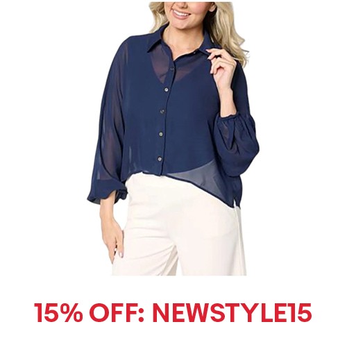 Colleen Lopez Women's Button Front Dolman-Sleeve Top Navy