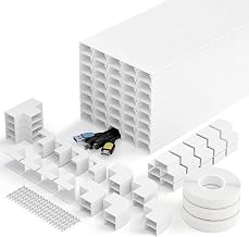 Delamu TV Cord Hider, 630in Wire Covers for 3-4 Cords on Wall, Large Cable Hider Cord Covers for Wires, Cable Management Wire Hiders for TV for Wall, L15.7X W1.18x H0.6in, White