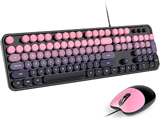 Dilter Wired Keyboard and Mouse Combo, 104 Keys Full-Sized Typewriter Keyboards, USB Office Keyboard with Number Pad, Caps Indicators, Foldable Stands for Windows, PC, Laptop, Desktop