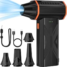 Electric Air Duster, 110000 RPM Cordless Rechargeable Compressed Air Duster | 3 Speed, Brushless Motor, Portable, Handheld Air Blower for Computer Cleaning, Keyboard, PC, Electronics, Car, Office & Home