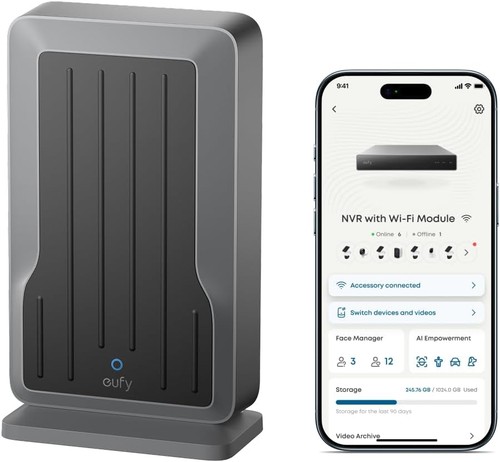 eufy NVR Wi-Fi Module Supports Up to 16 eufy Wi-Fi Cameras Video Doorbell Sensor
