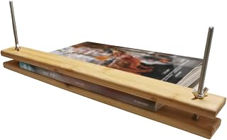 eZAKKA Large Bamboo Book Press for Bookbinding & Paper Flattening | Portable Wooden Paper Binding Tool for DIY Crafts, Non-Slip Mat & Multi-Hole Positions Adjust to Various Spine Sizes