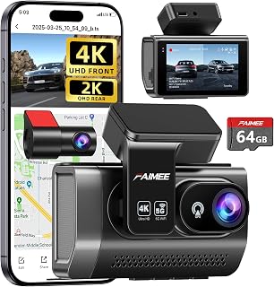 FAIMEE 4K Dash Cam Front and Rear, Night Vision, WDR, Free Card Included