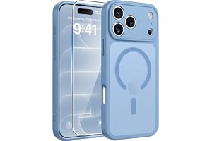 FNTCASE for iPhone 18 Pro Case/iPhone 17 Pro Case, Fit for Magsafe | Screen Protector, Camera Protection, Translucent Matte, 14FT Military Grade Drop Proof, Shockproof Phone Cover, Light Blue