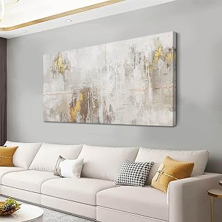 Framed Neutral Wall Art,24"x48" White Grey Canvas Arts