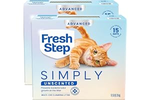 Fresh Step Advanced Simply Unscented Multi Cat Clumping Cat Litter, 18.5 lb | Formulated with No Added Dyes or Fragrances, Ammonia Block Technology, Low Dust, Compatible with Most Automatic Litter Boxes