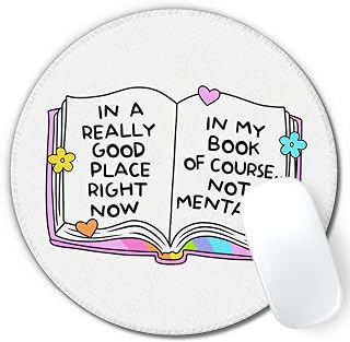 Funny Bookish Book Lover Round Mouse Pad for Desk, 7.9x7.9 Inch