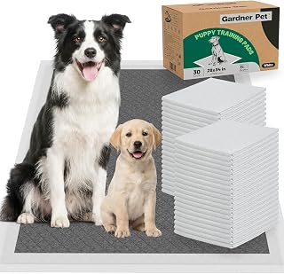 Gardner Pet Charcoal Puppy Pads 28x34 Inches Extra Large Dog Pee Pads Odor-Control & Leak-Proof Disposable Pet Training Edge-Wrapping Thicken Potty Pad for Dogs, Cats, Rabbits(30 Pieces)