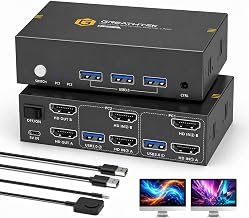 GREATHTEK 8K@60Hz HDMI KVM Switch 2 Monitors 2 Computers