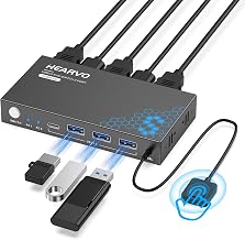 Hearvo USB 3.0 HDMI KVM Switch for 2 Computers 1 Monitor, 4K@60Hz, S7232H