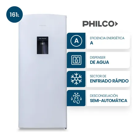 Heladera Philco One Door Cíclica con Dispenser 161L Plata- PHSD179PD2
