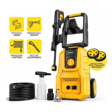 Hidrolavadora Electrica Alta Presion Profesional Trent 2000w 2175 Psi Amarillo y Negro
