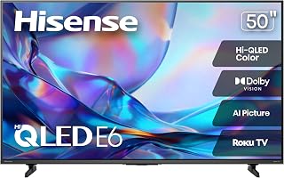 Hisense 50" Class E6SR Series Hi-QLED 4K UHD Smart Roku TV (50E6SR, 2026 Model) - Dolby Vision, Game Mode Plus, VRR, ALLM, DTS Virtual:X, Apple AirPlay, Compatible with Alexa and Google Assistant