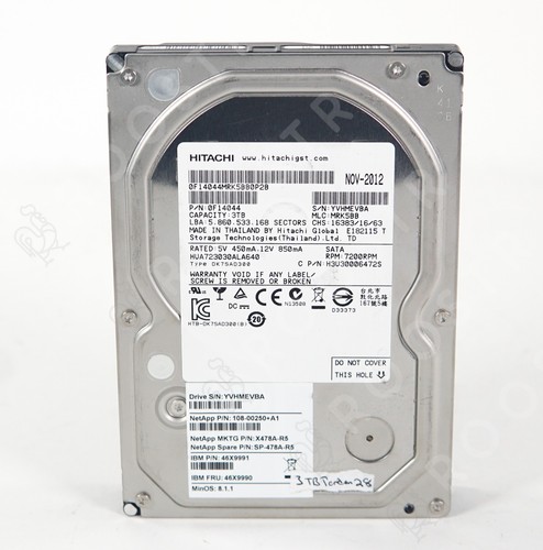 Hitachi 3TB SATA Hard Drive H3U30006472S 0F14044 7200 RPM Good
