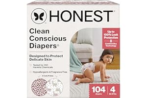The Honest Company Daytime Diapers, All the Alpacas, Size 4, 104ct | Baby Diapers, Size 4 (22-37 Lbs), 104 Ct. Hypoallergenic, Up To 100% Leak Protection, Plant-Based, OEKO-TEX Certified.