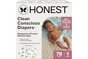 The Honest Company Diapers, All the Alpacas + Turtle Time, Size 1, 78 Count | Baby Diapers, Size 1 (8-14 Lbs), 78 Ct. Hypoallergenic, Up To 100% Leak Protection, Plant-Based, OEKO-TEX Certified.