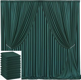 Hunter Green Backdrop Curtains, 50x10ft Wrinkle Free Drapes for Party