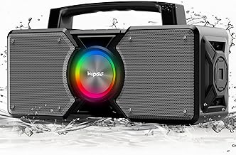 Hupoaf Speakers Bluetooth Wireless,160W Max Loud Bass Outdoor Speaker, IPX7 Waterproof, Boombox Sound, All Day Battery, Wireless TWS Pairing Speakers Portable for Party, Outsides, Beach,Garage