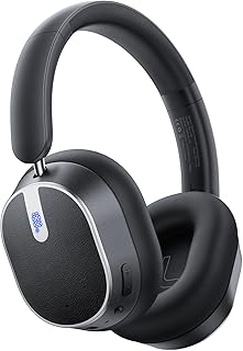 Hybrid Active Noise Cancelling Headphones 120H Playtime Wireless Headphones Bluetooth 6.0 Over Ear Headphones with 6 ENC HD Call Mic, Hi-Res 360° Spatial Audio ANC Headphone for Travel Workout Black