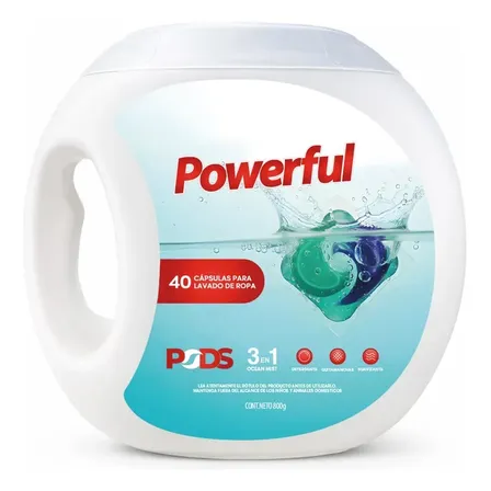 Jabón Cápsulas Ropa Tipo Pods 3 En 1 Powerful X 40 Lavados