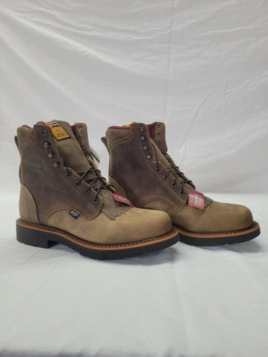 Justin Men's 8" Blueprint Tan Leather Soft Toe Work Boots - Tan Goucho Cowhide