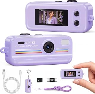 KOKODI Mini Digital Camera with Keychain, Purple Retro Aesthetic Camera with 11 Filters, Portable Pocket Camera for Teens Girls, Social Moments and Travel