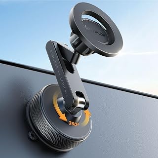 Lamicall Car Phone Holder Mount Ultra Nano Gel & 70+LBS Vacuum Suction Cup | 20X Strong Magnets 360° Phone Holders for Your Car Dashboard Windshield Car Mount for iPhone 17 16 15 Pro Max S26 S25 Black