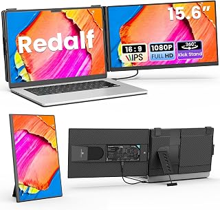 Laptop Screen Extender, 15.6" Detachable Monitor for laptop, 360° rotation Screen with Stand, Smart Display Software Monitor fit 13-17“ Laptop, Vesa Support, Compatible with Win/Mac/Android/PS/Switch
