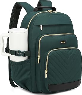 Large Laptop Backpack Bookbag for Women, Multi Compartment Teen Girls School Backpack for College High School Students Teacher Nurse Work Back Pack Travel Carry On, Black Green