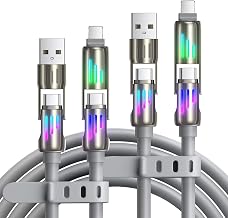 LISEN USB C to Lightning Cable, Chubby 240W 4 in 1 Charging Cable 6.6FT+6.6FT