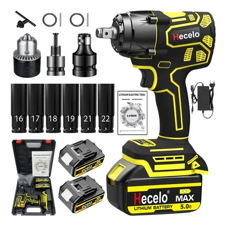 Llave de Impacto Hecelo Inalámbrica Brushless 3 en 1 con 420 Nm y 2 Baterías