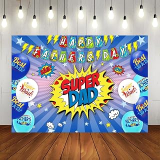 Lofaris Happy Father's Day Backdrop Super Dad Photography Background Celebrate Fathers Day Family Photo Booth Prop Cake Table Banner 7x5ft