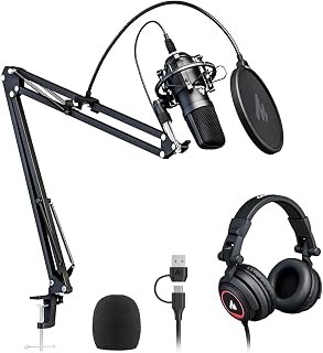 MAONO AU-A04H USB Microphone Kit with Headphone for PC, Podcast & Gaming