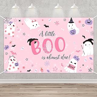 MEHOFOND 6x3.6ft Halloween Little Boo Baby Shower Backdrop Spooky for Girl