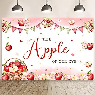 MEHOFOND 7x5ft Fall Apple Baby Shower Backdrop, Apple of Our Eye Banner