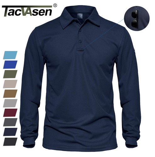 Men's Golf Polo Shirts Long Sleeve Moisture Wicking Performance Hiking Work Polo
