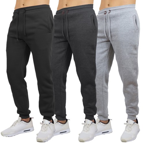 Men's Slim Fit Heavyweight Fleece Jogger Sweatpants Ribbed Cuffs Sizes S-2XL