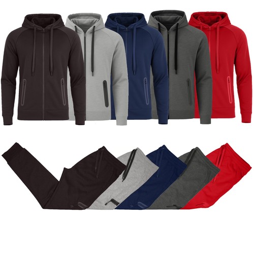 Mens Tech Fleece Hoodie & Jogger Tracksuit 2-Piece Athletic Outfit (Size- S–3XL)