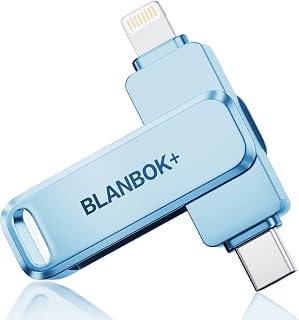 MFi Certified 256GB iPhone Photo Stick, High-Speed USB Flash Drive Memory Storage for Video Backup, Compatible for iPhone/iPad/Android/PC (Titanium Blue)