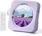 MICOCIOUS CD Player with Speakers Bluetooth Desktop CD Players for Home Kpop Music CD Player with LED Screen FM Radio Timer Support AUX USB TF Card Playback(Purple)