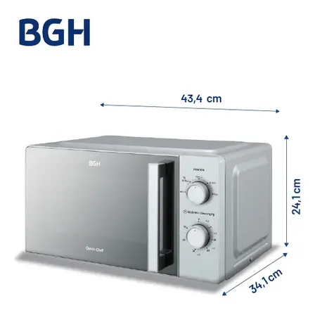 Microondas Bgh Mecánico 18l Silver Espejado B118ms25
